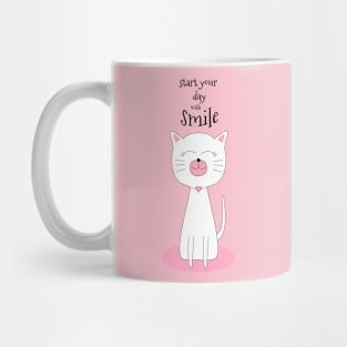 Cute cat smiling with Mug